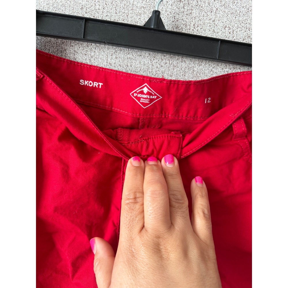 St. Johns Bay Red Skort Womens Size 12 Mini Skirt with Built-in Shorts Casual - Picture 6 of 7